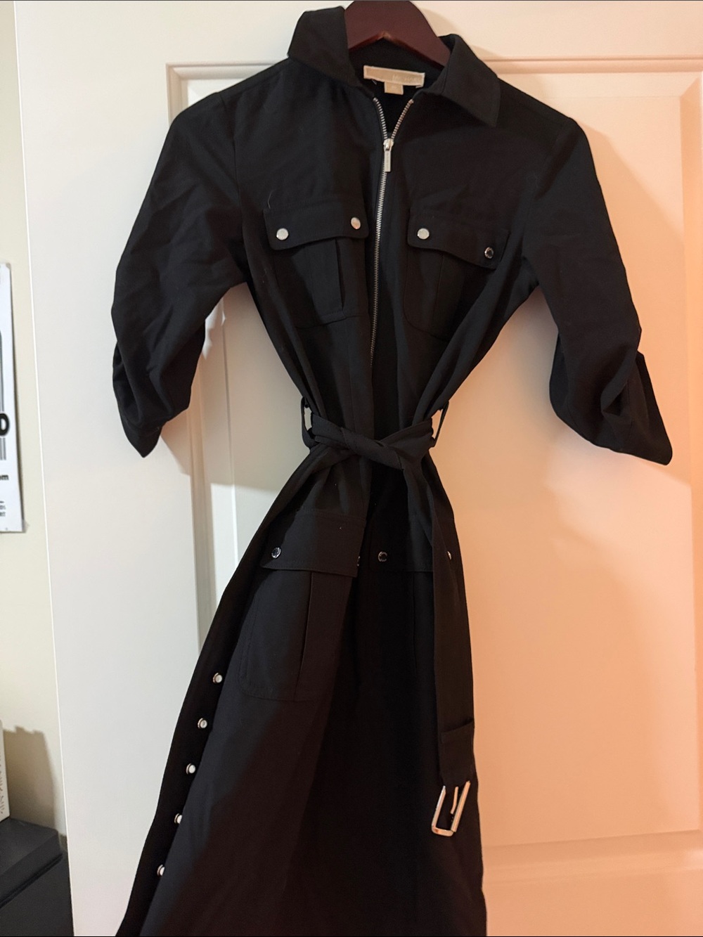 MICHAEL Michael Kors Black Utility Cargo Zip Dress XS